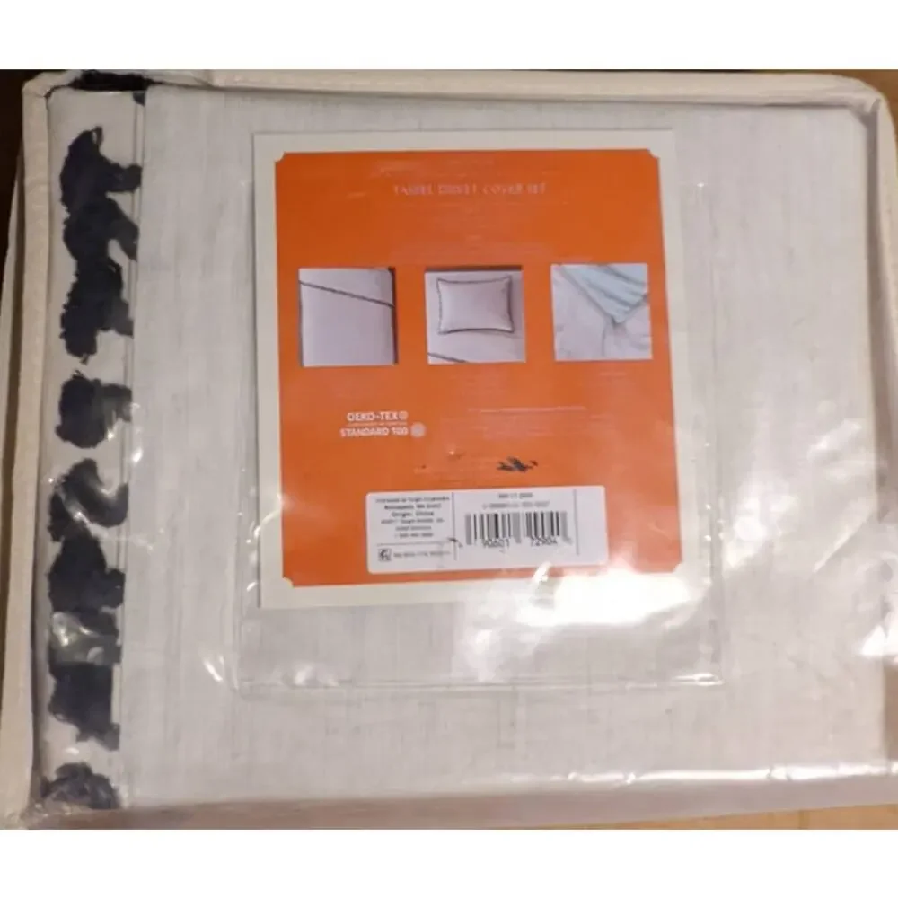 Opalhouse Yarn Dyed Tassel Trim Duvet Cover Sham Set Twin/Twin XL Black Cream